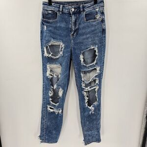 American Eagle mom jeans 4 distressed ripped knee high waist